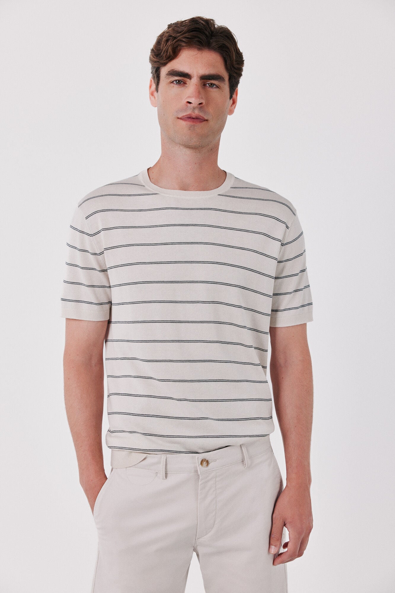 Cortefiel Striped cotton short sleeve jersey-knit T-shirt