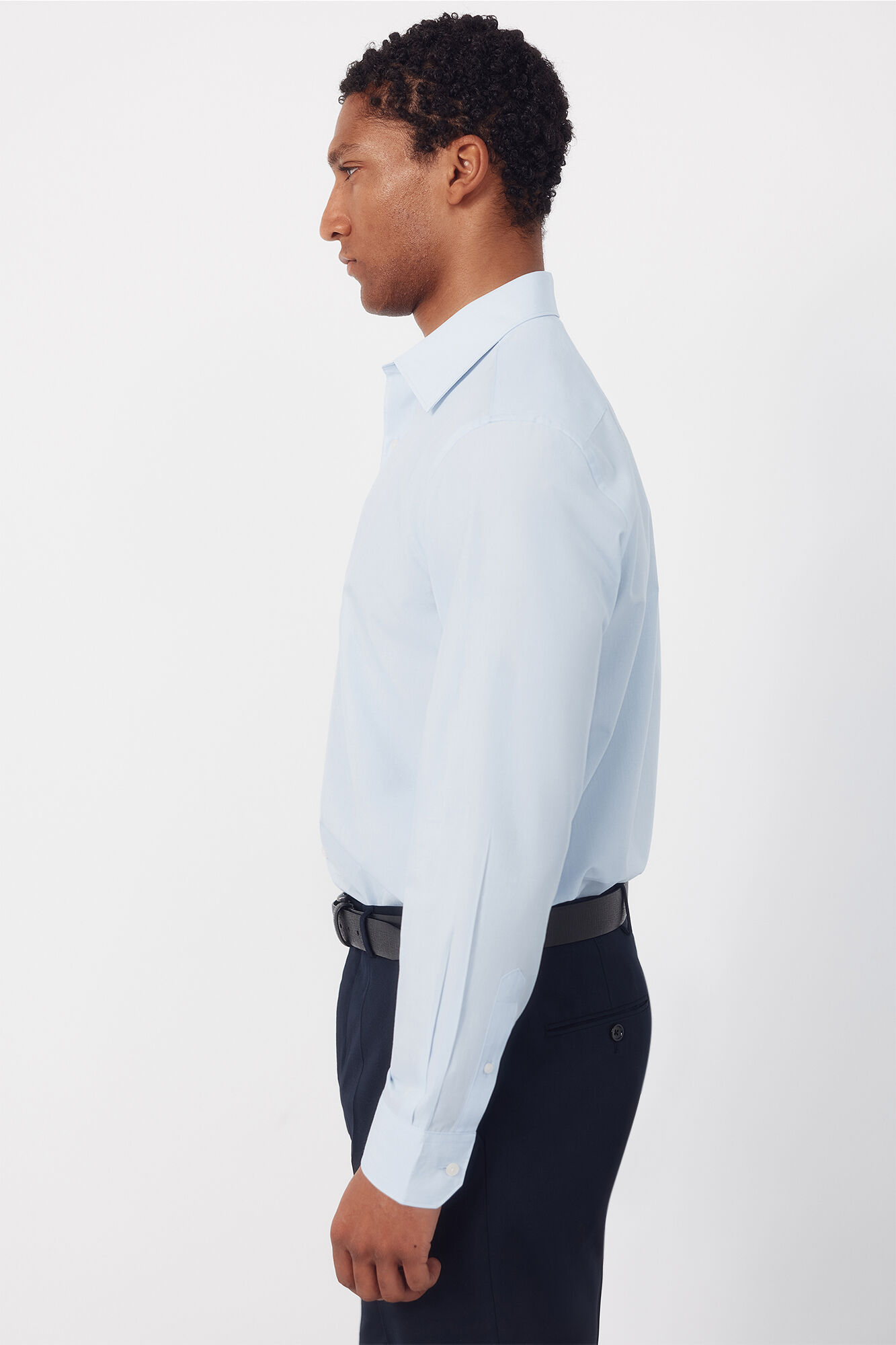 Cortefiel Camisa social lisa de algod&atilde;o tencel Azul