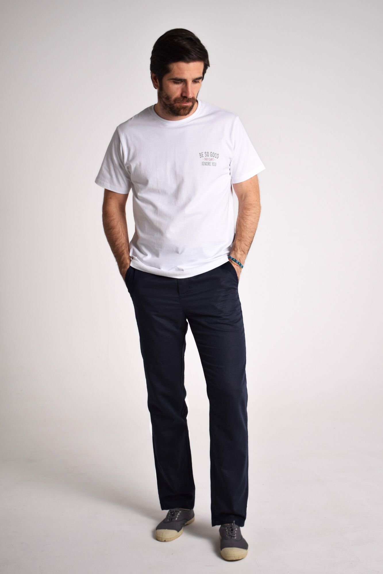 Cloking Cal&ccedil;a de linho cargo Azul