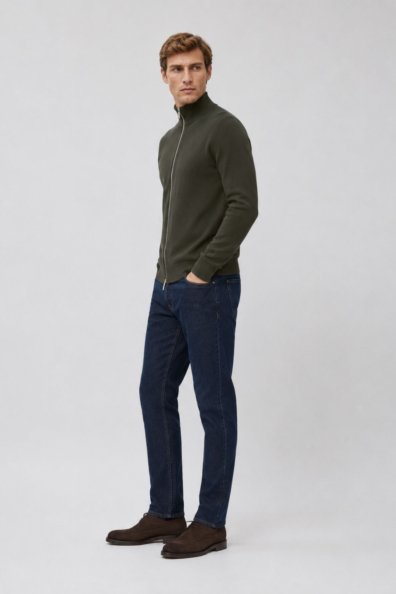 Selected 100% cotton cardigan Green
