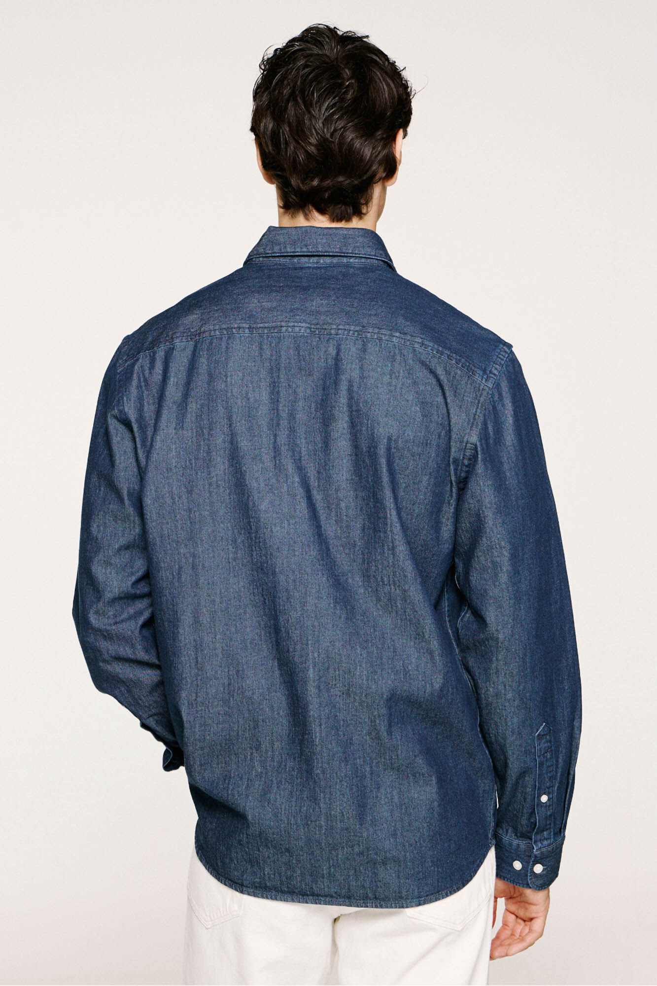 Selected Camisa de ganga leve 100% algod&atilde;o org&acirc;nico Azul