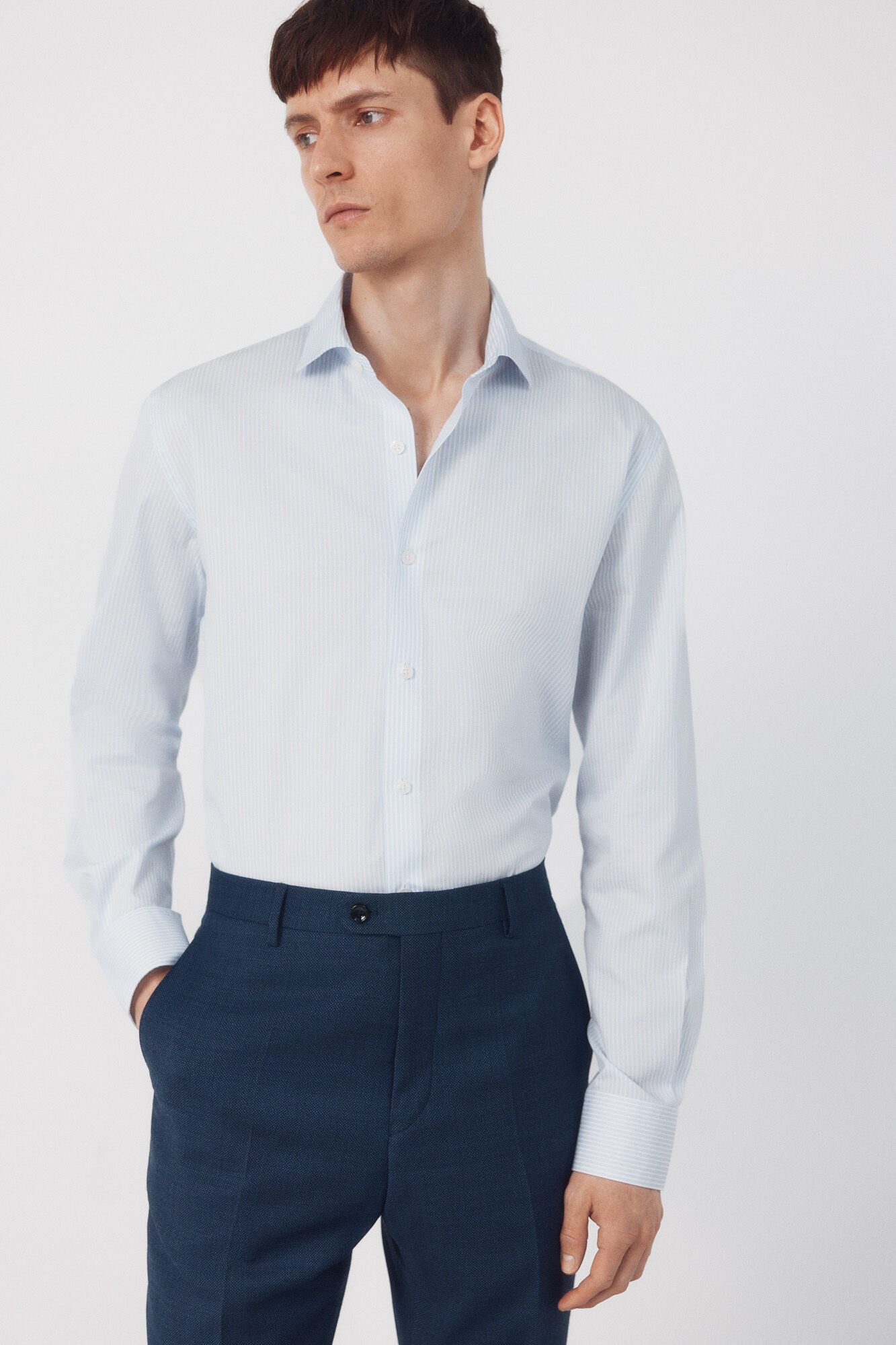 Cortefiel Striped slim fit easy-iron dress shirt