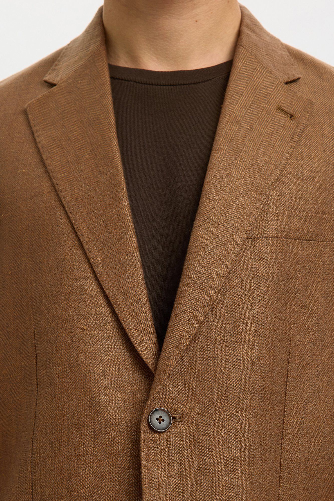 Selected Blazer de linho com lapela Castanho