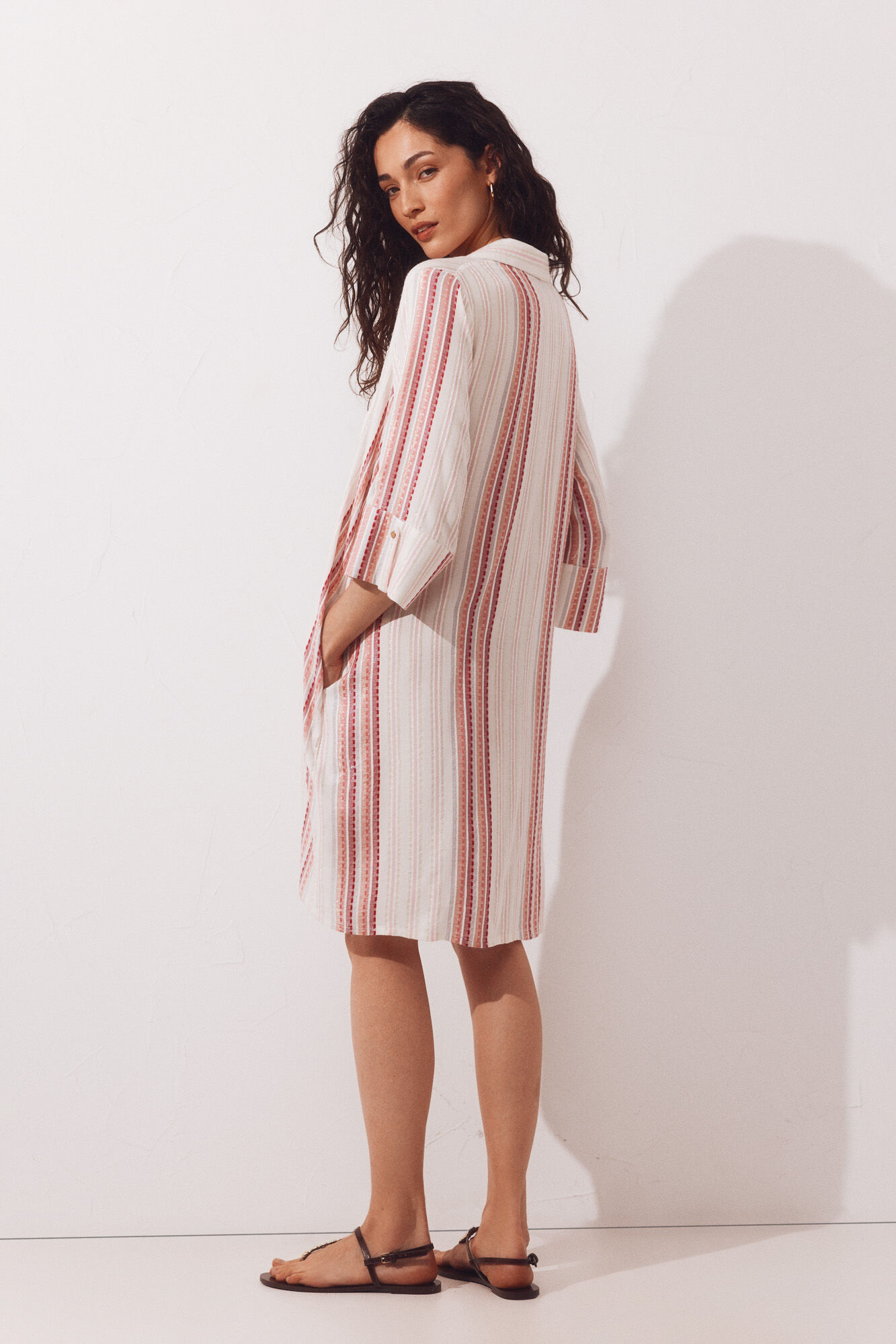 Cortefiel Lurex shirt kaftan Pink