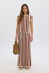 Selected Top punto rayas Estampado beige