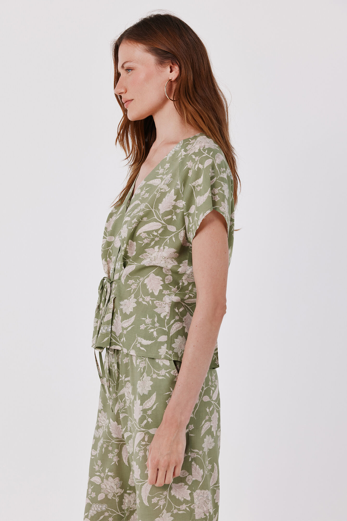 Cortefiel Printed blouse Printed green