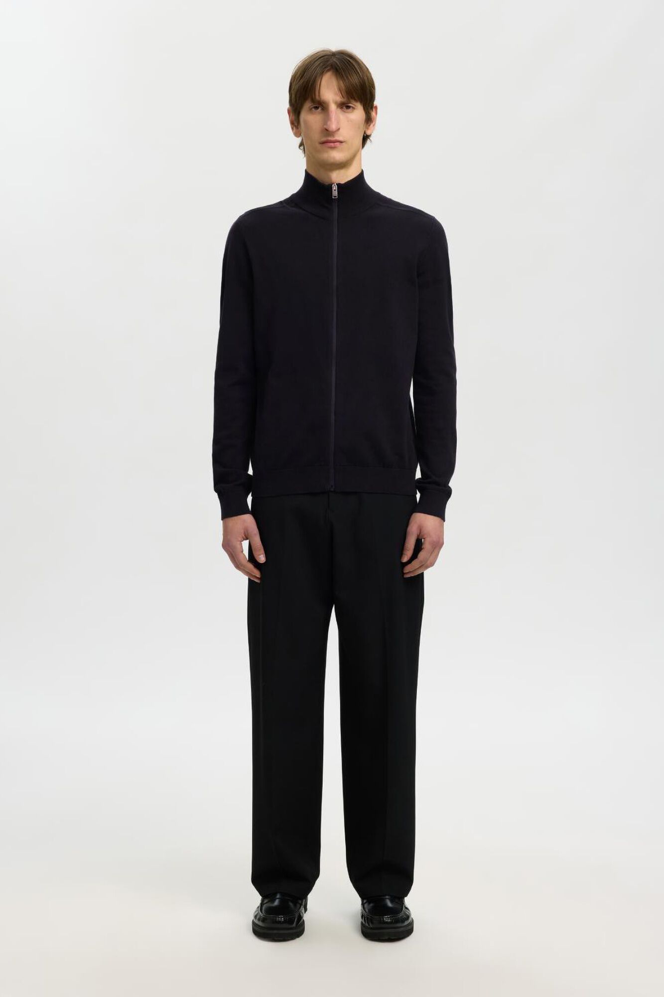 Selected High neck cardigan Black