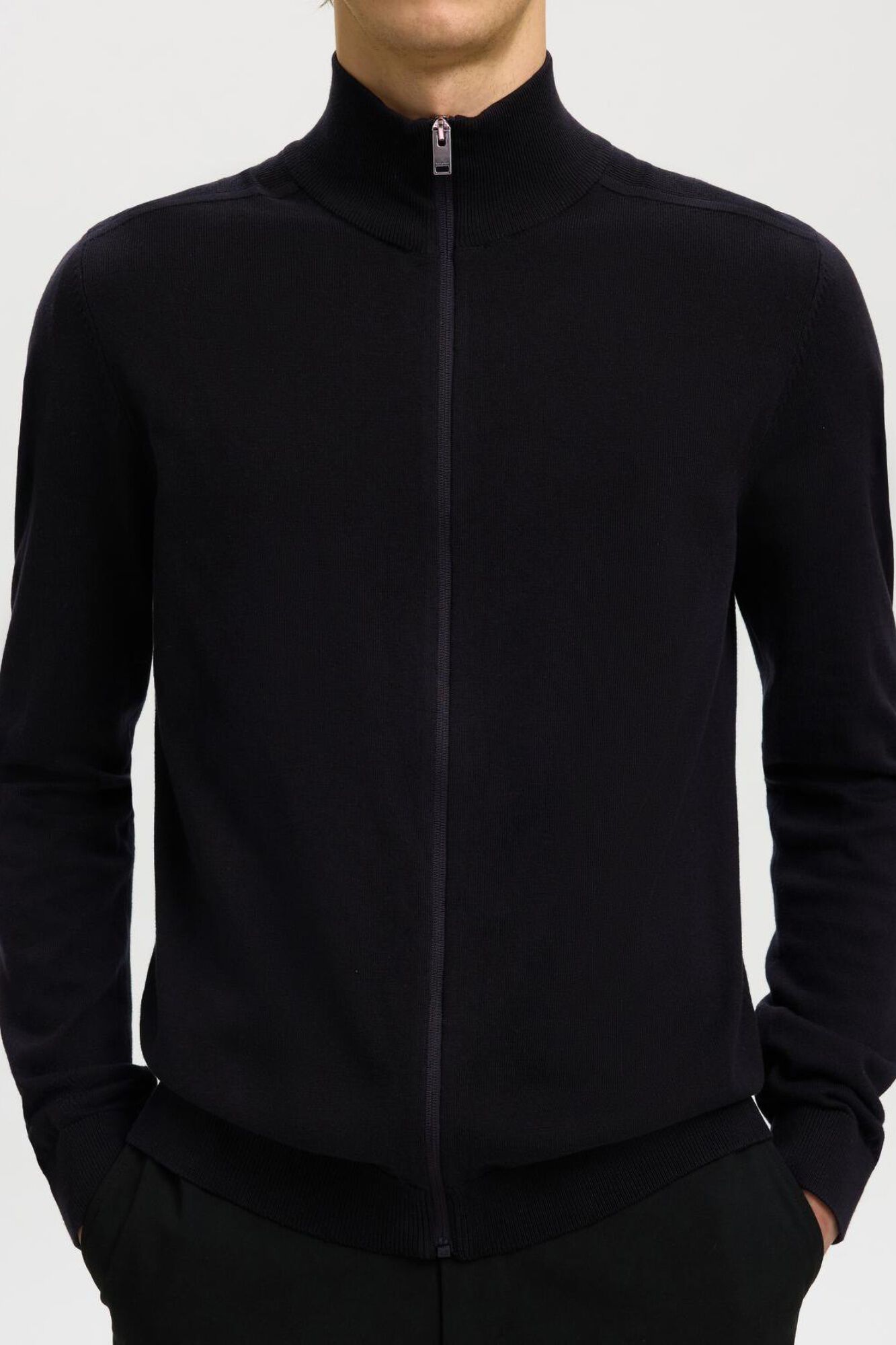 Selected High neck cardigan Black