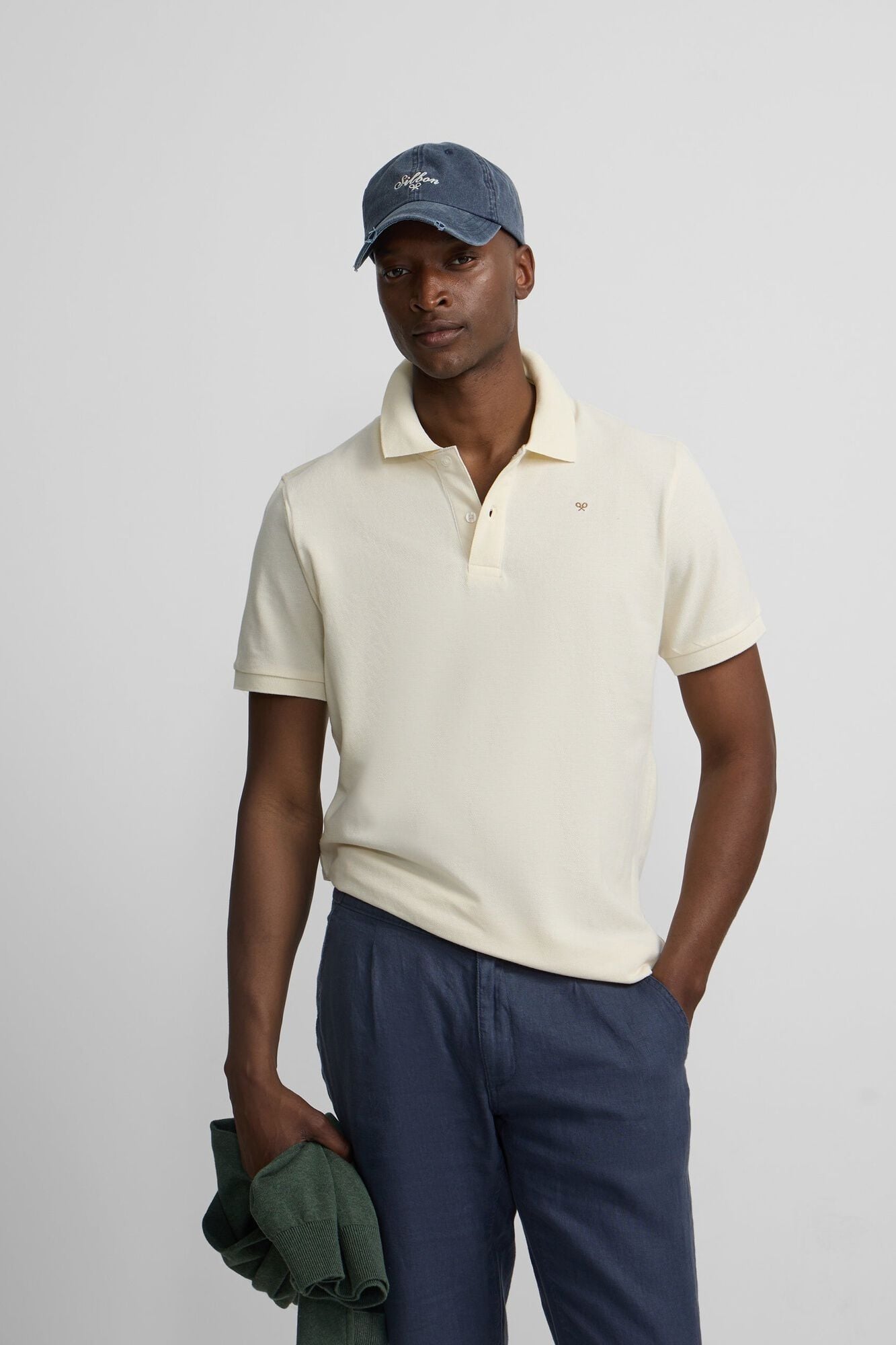 Silbon Classic plain polo shirt Ivory