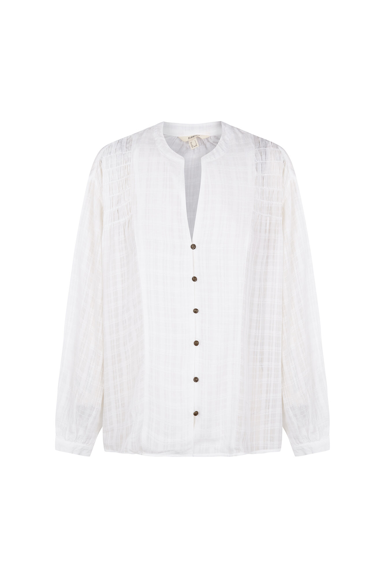 Slowlove Blusa com franzido e mangas bufantes Ecru
