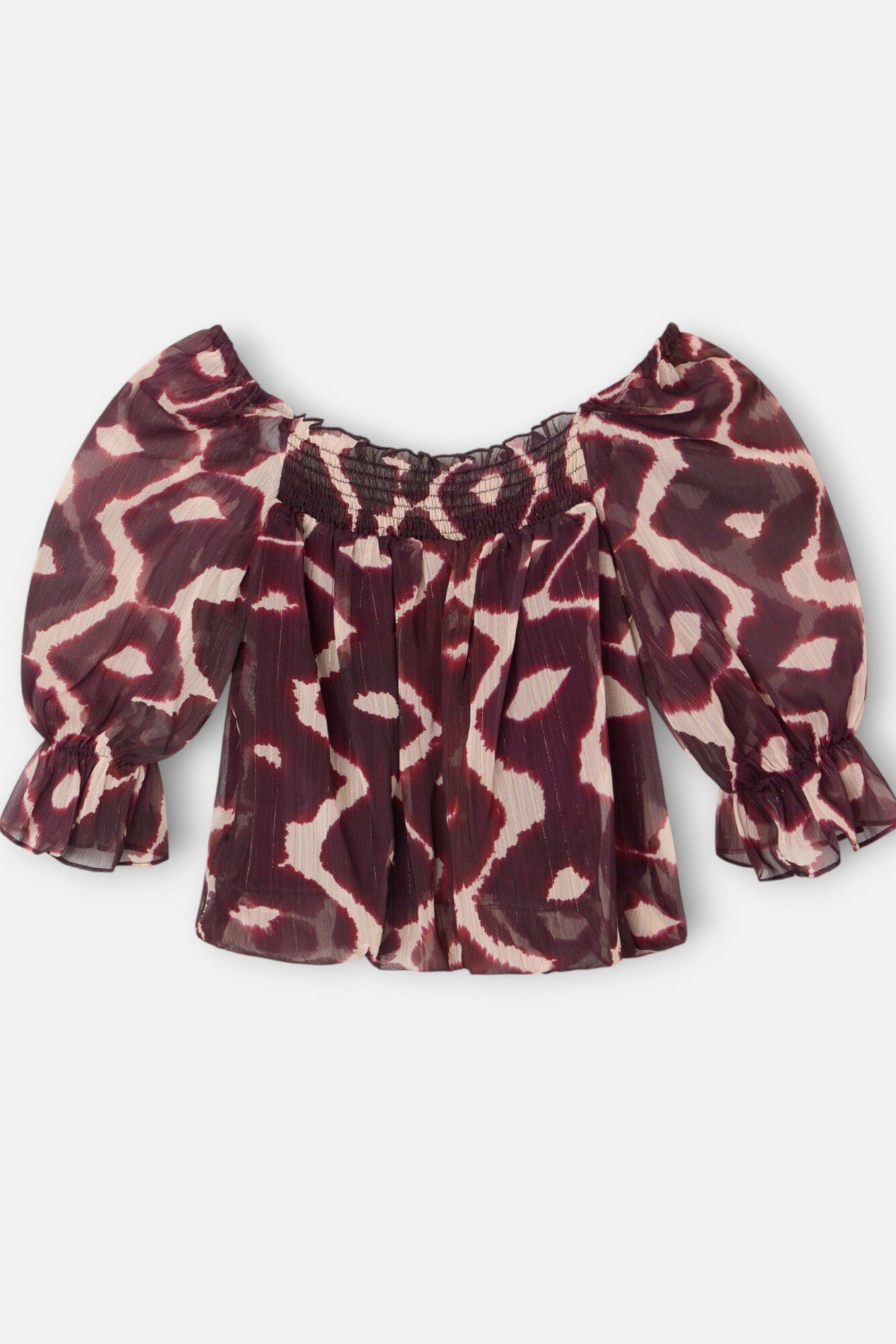 Silbon Printed ruched blouse Printed brown