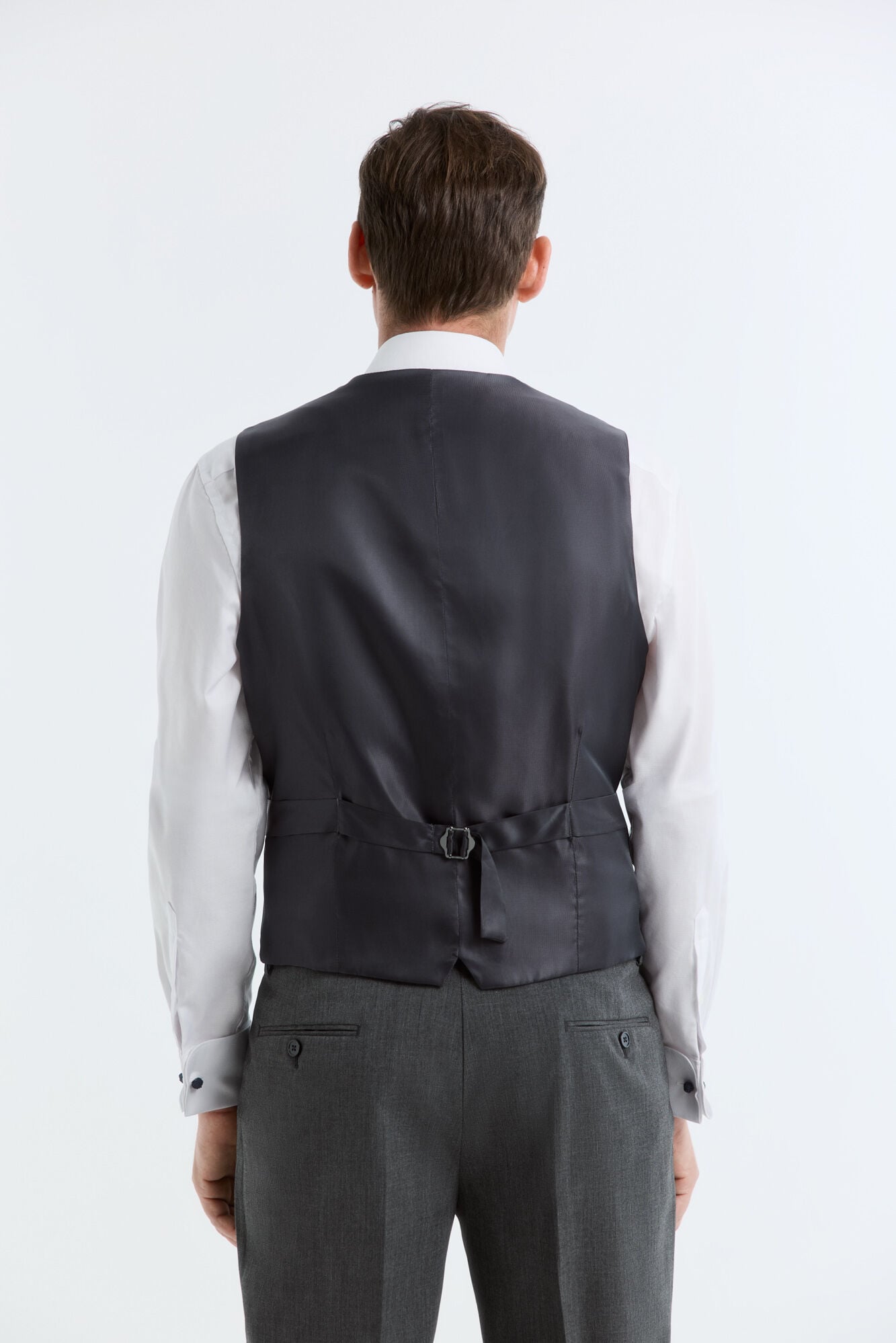 Cortefiel Grey split leather gilet Serie XXI