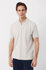 Cortefiel Striped structure polo shirt Beige