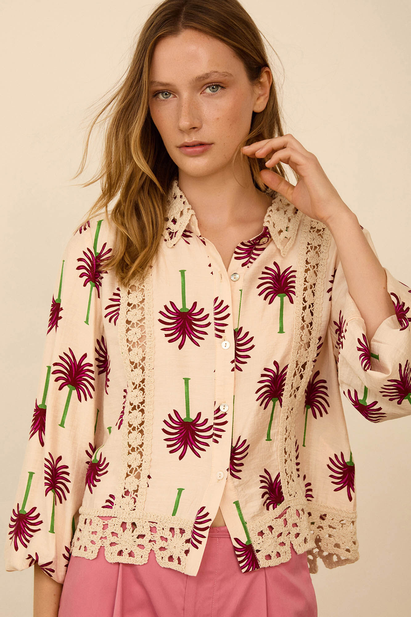 Meisie Palm print shirt