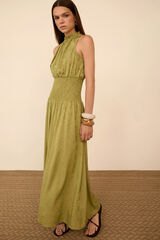Meisie Vestido comprido em jacquard Verde