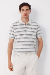 Cortefiel Striped structure polo shirt White