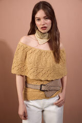 Cortefiel Off-shoulder knitted top Yellow