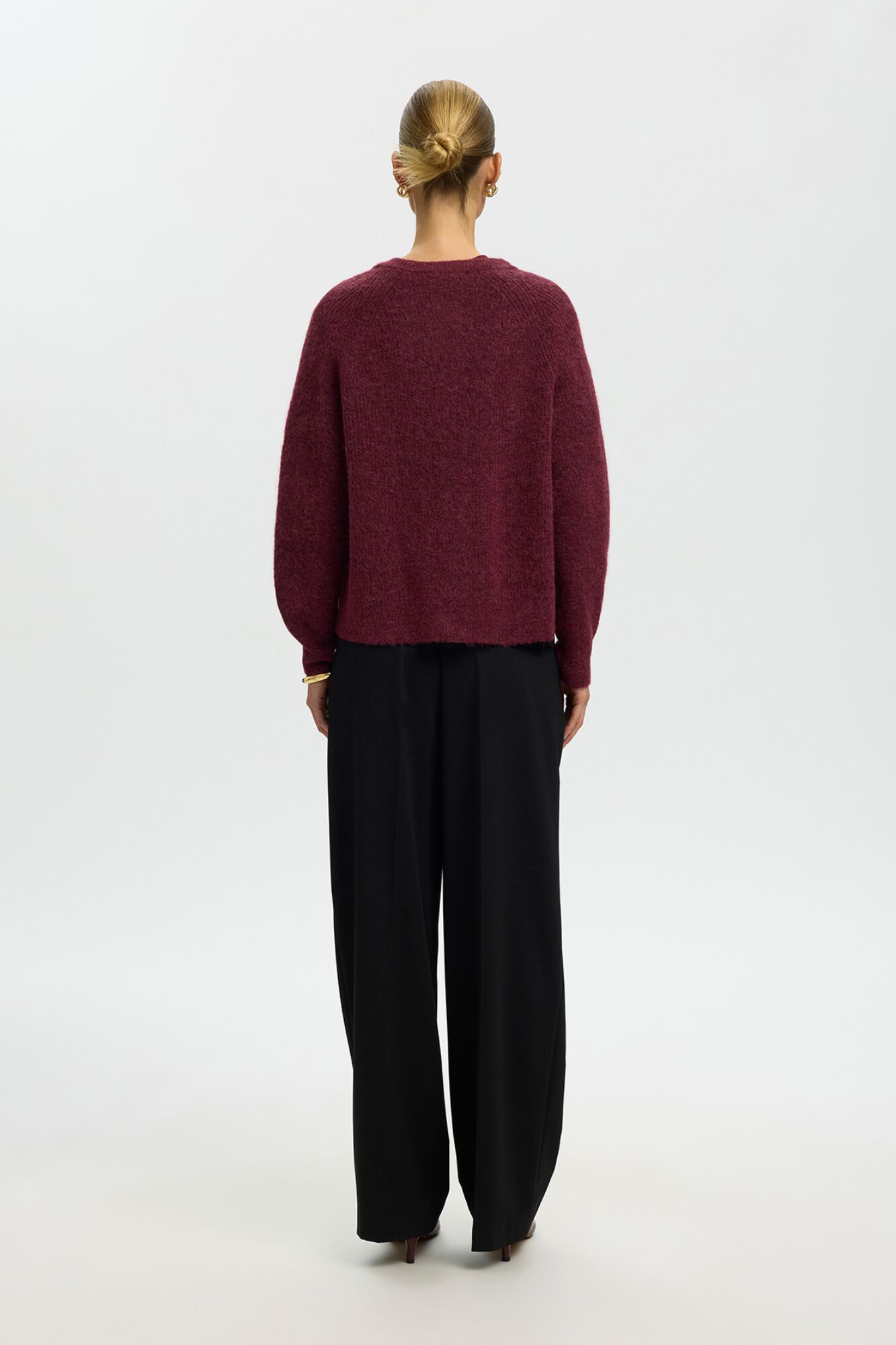 Selected Wool and alpaca cardigan Maroon