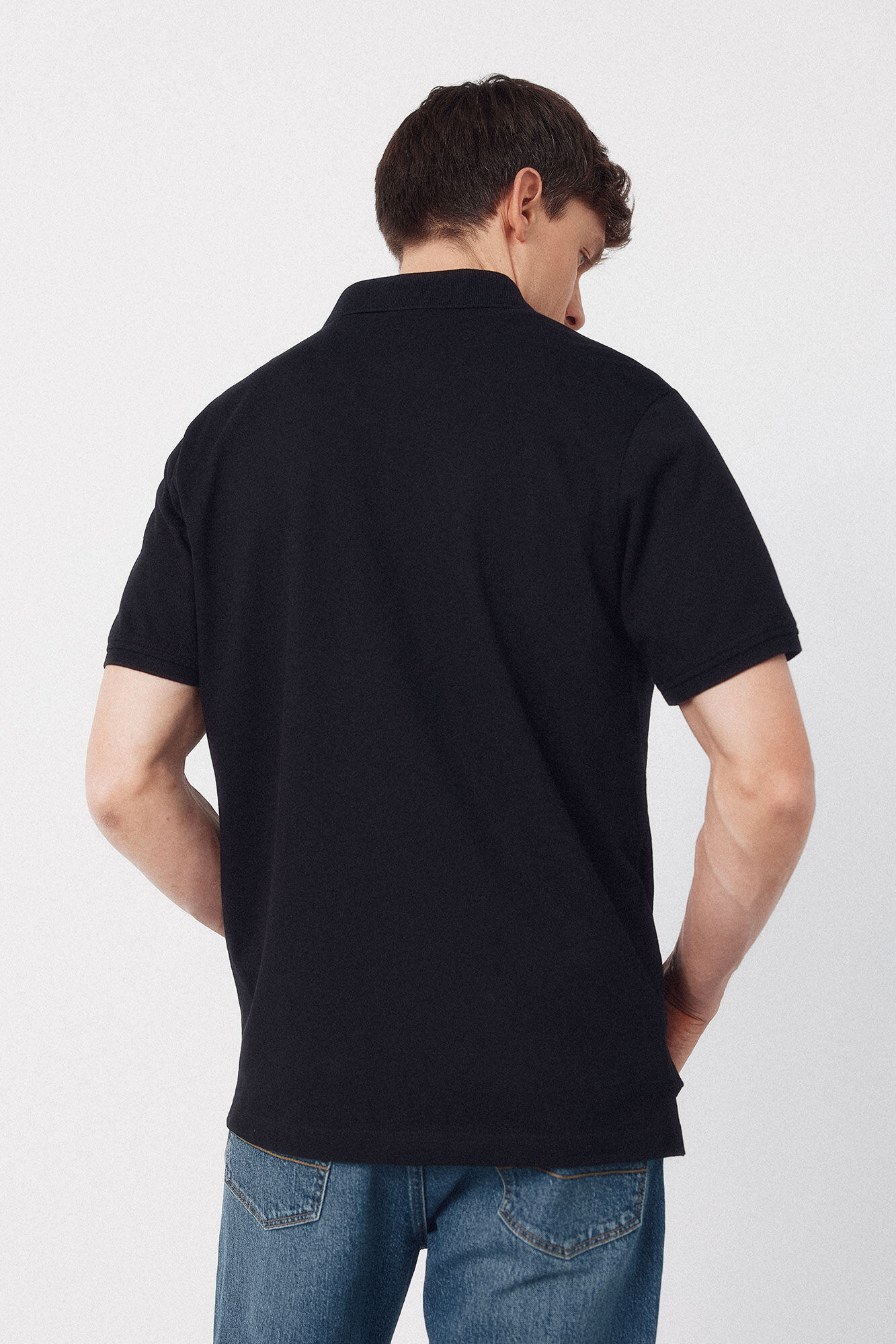 Cortefiel Piqu&eacute; basic polo shirt Black