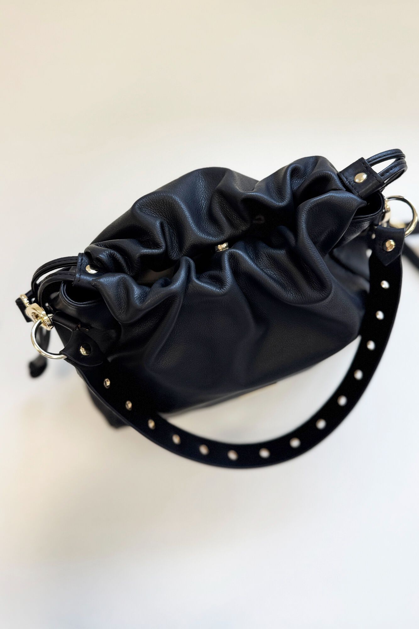 The Code Leather pouch bag Black