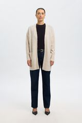 Selected Long wool and alpaca cardigan Beige