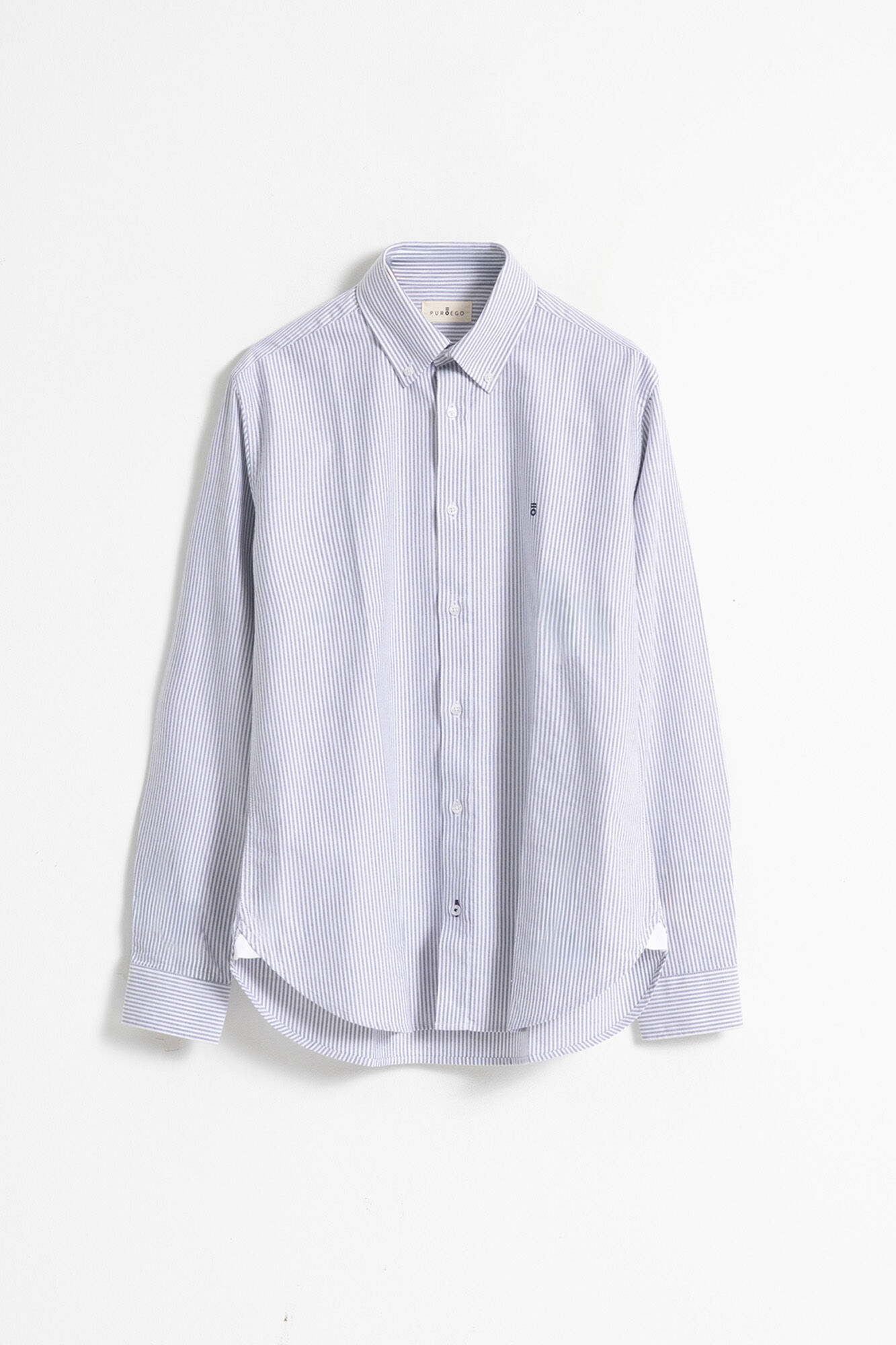 PuroEGO Slim cotton striped oxford shirt Blue