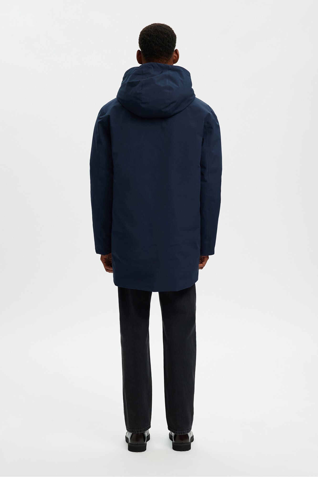 Selected Waterproof parka with hood Navy