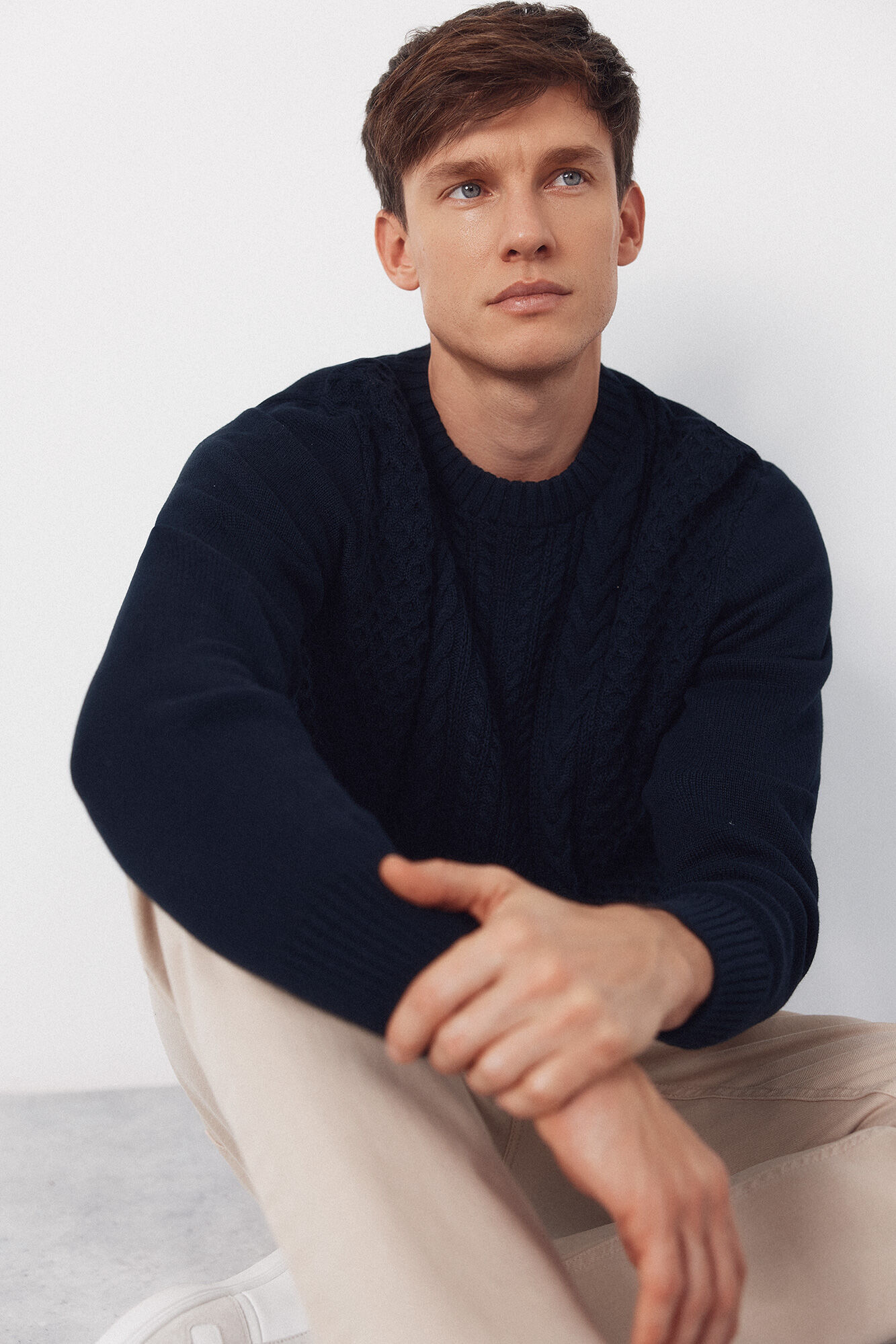 Cortefiel Cable knit round neck jersey-knit 