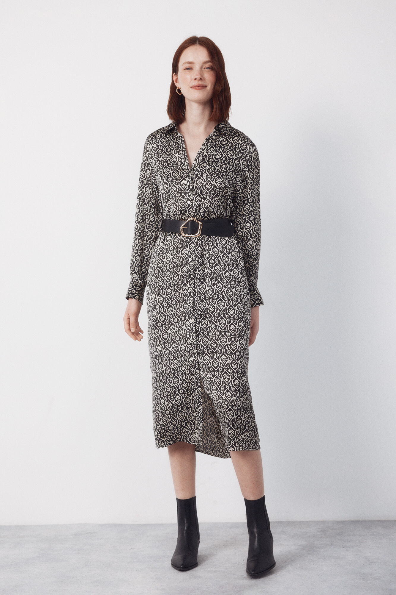 Cortefiel Satin shirt dress