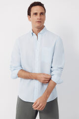 Cortefiel Plain linen shirt Blue