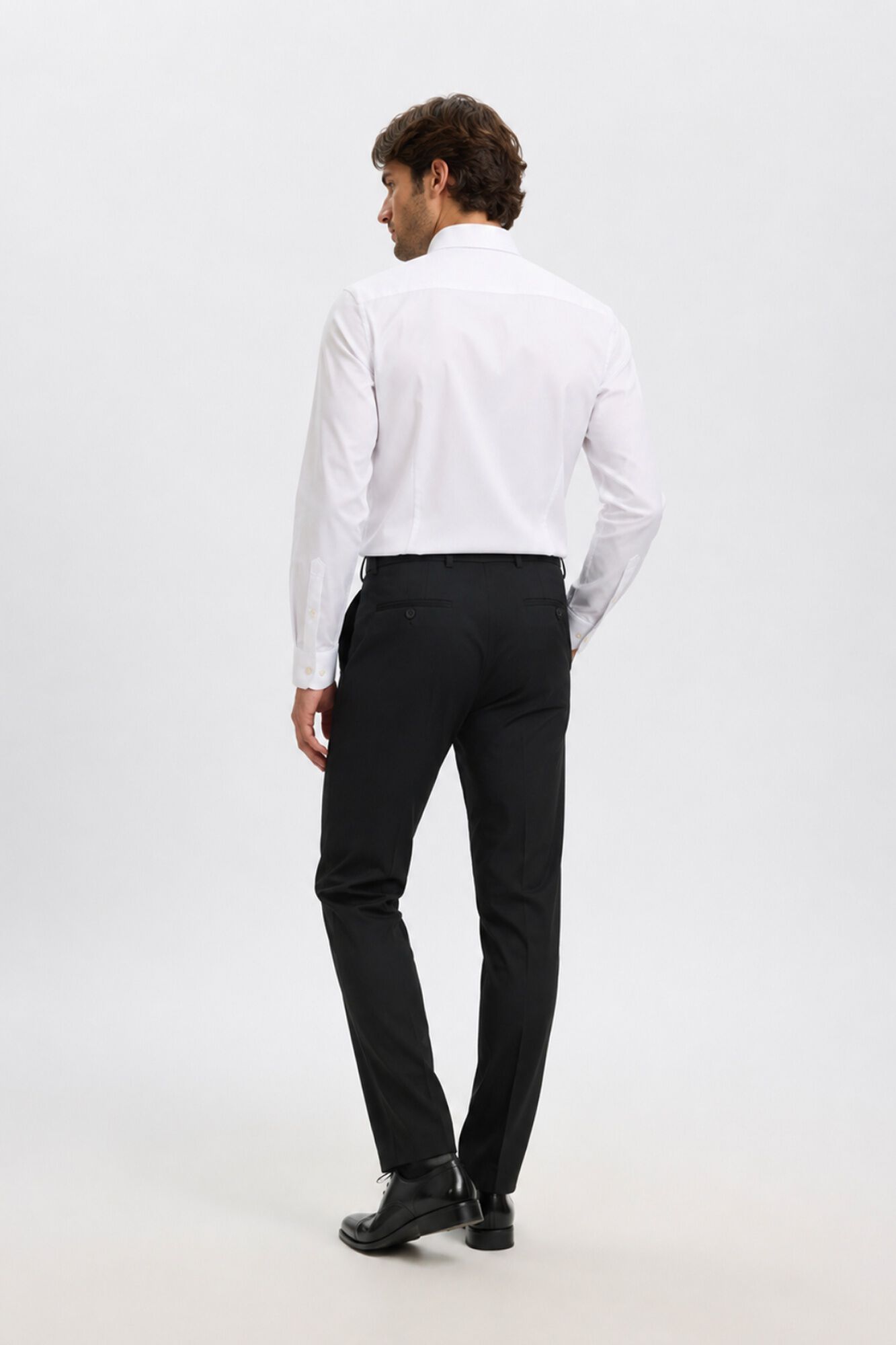 Selected Cal&ccedil;a de alfaiataria Slim Fit Preto