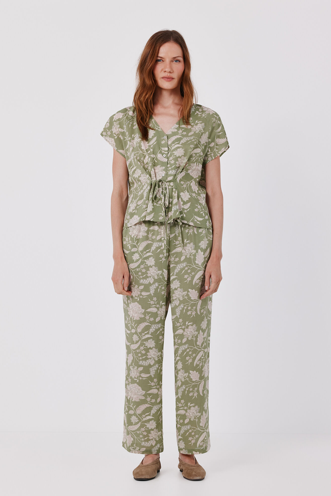 Cortefiel Printed fluid trousers