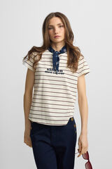 Silbon T-shirt mulher com aplica&ccedil;&atilde;o silbon bandana Impress&atilde;o