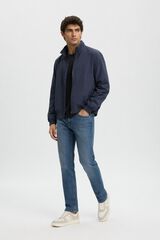 Selected Men's plain zip-fastening bomber jacket Navy