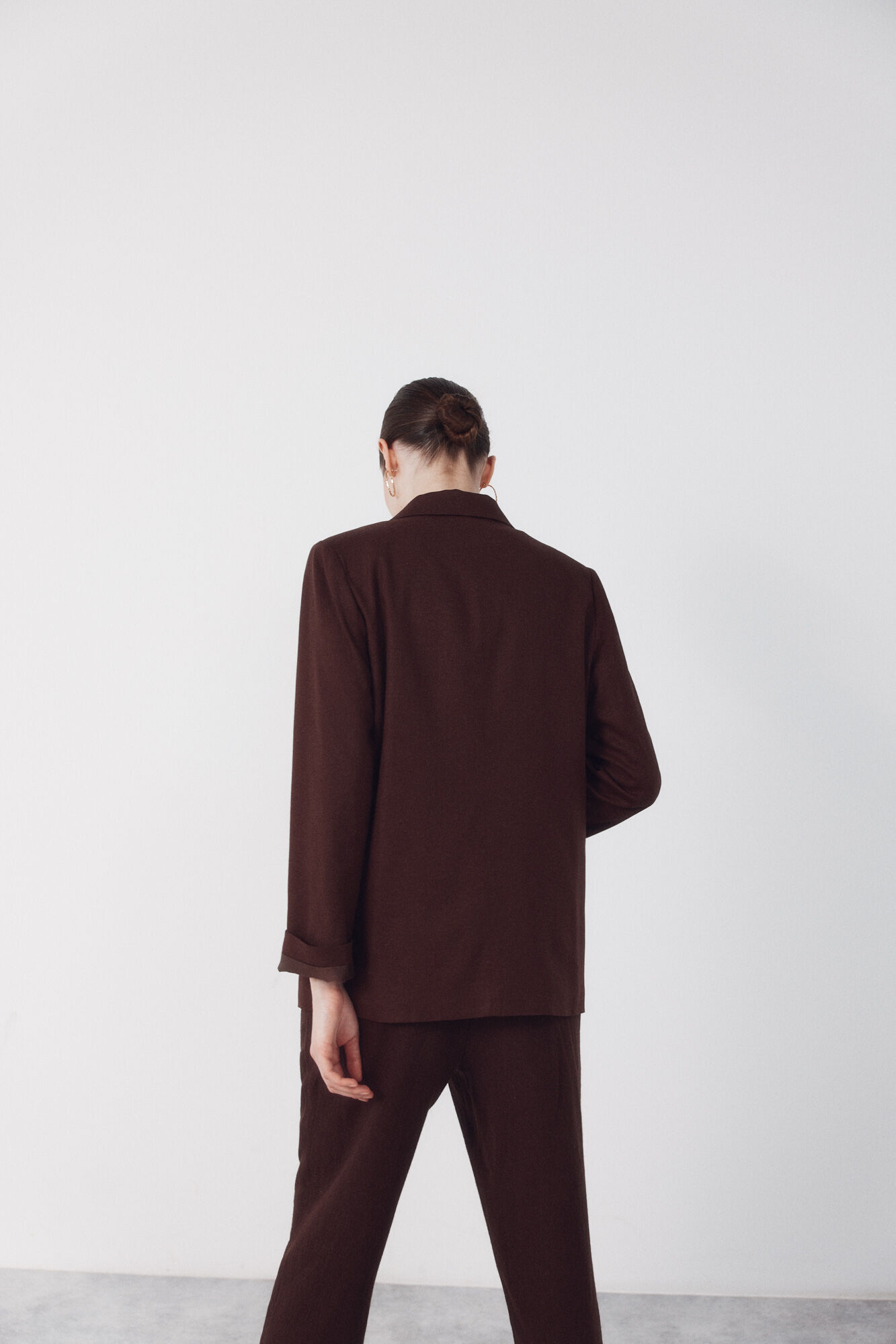 Cortefiel Blazer tejido con lino Marr&oacute;n oscuro