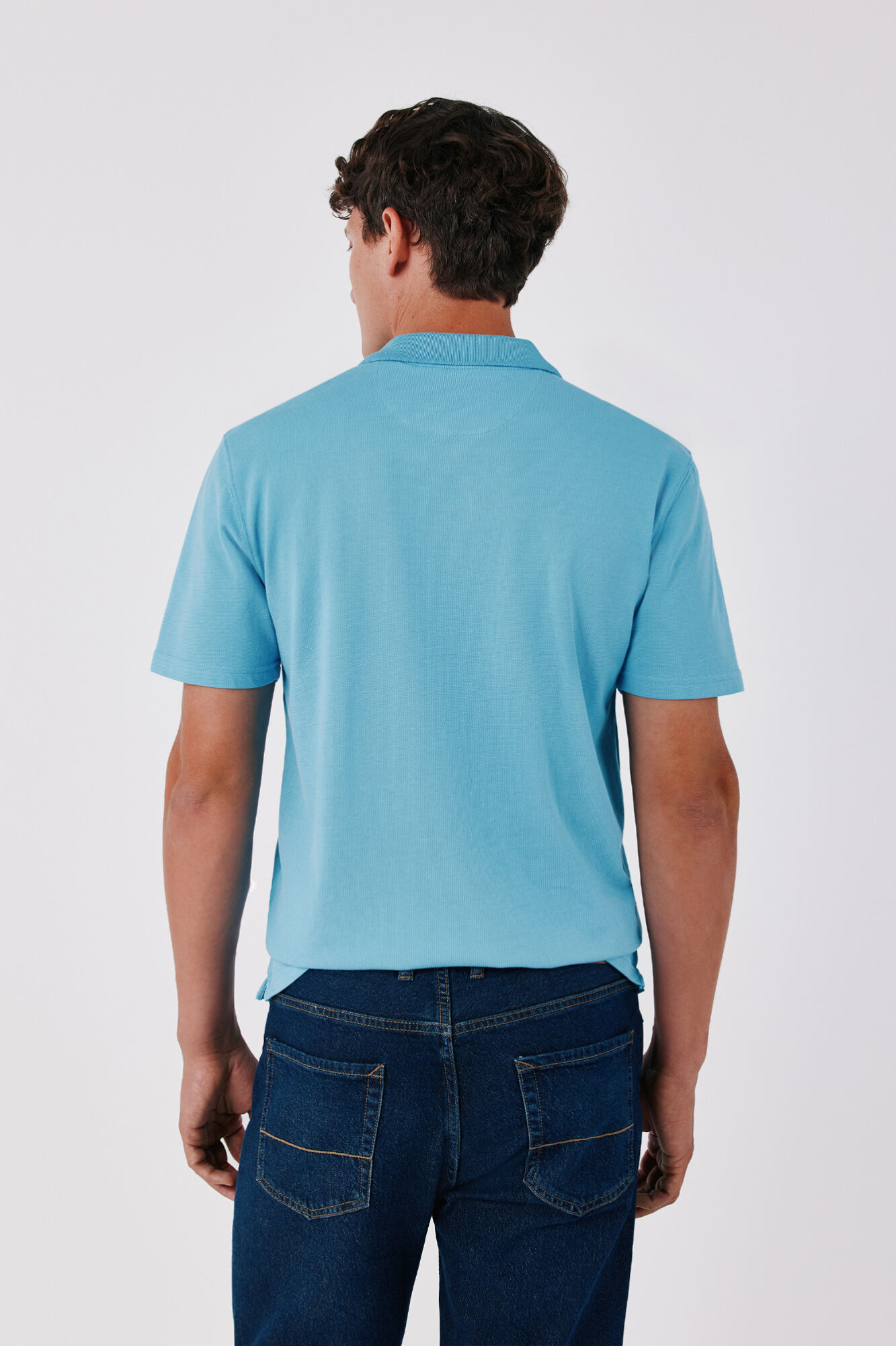 Cortefiel Textured polo shirt Turquoise