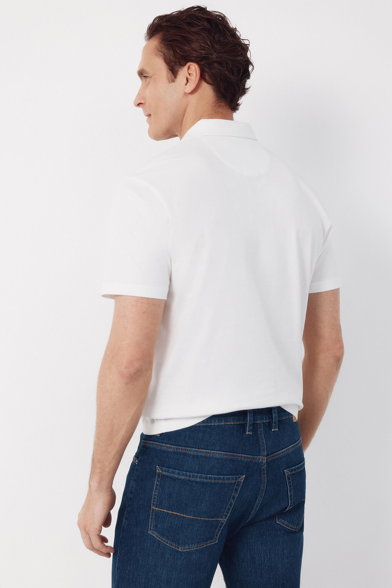 Cortefiel Plain pocket polo shirt White