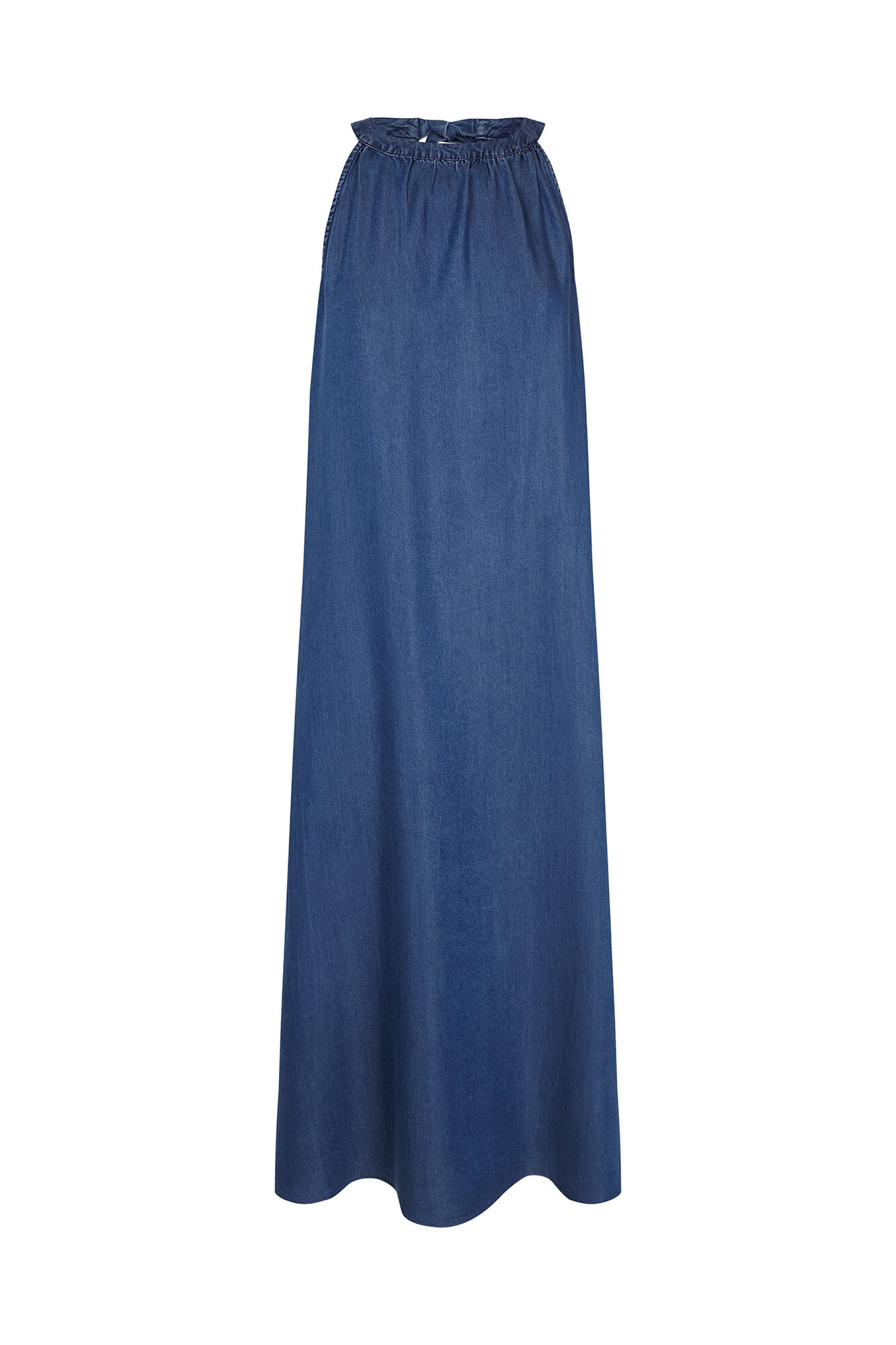 Cortefiel Halterneck denim dress Blue