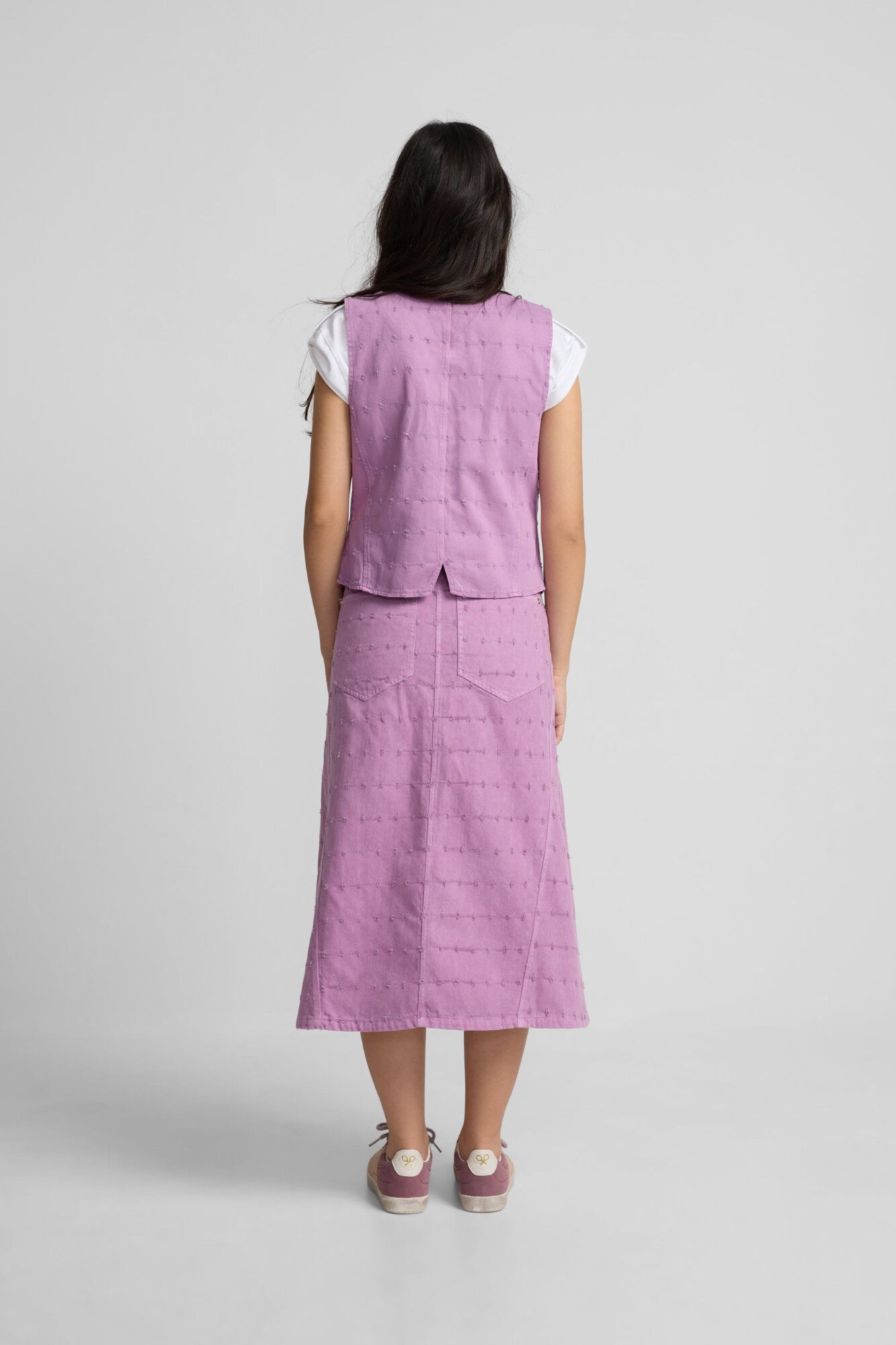 Silbon Openwork denim vest Purple