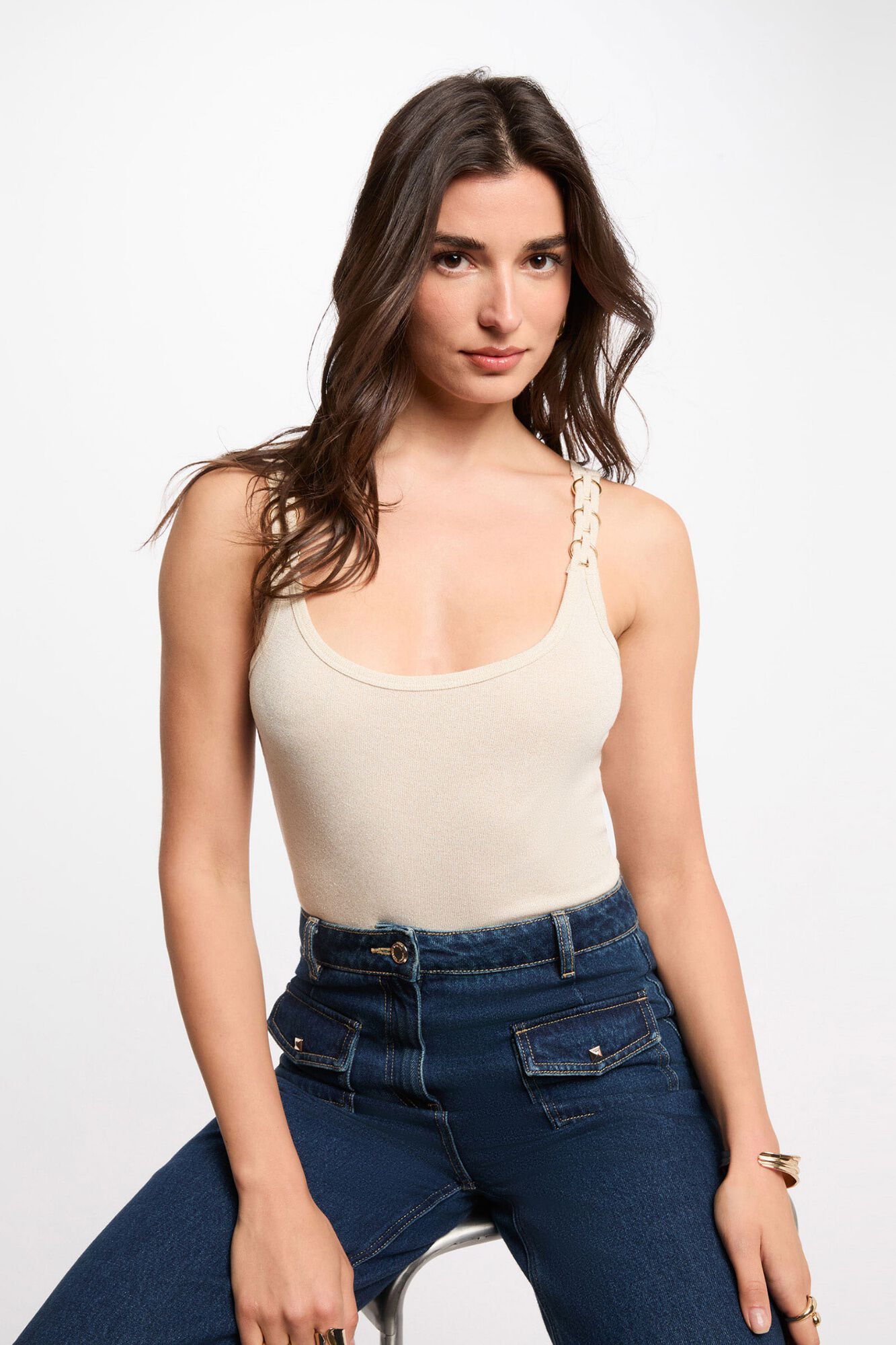 Morgan T-shirt justa gola redonda Branco