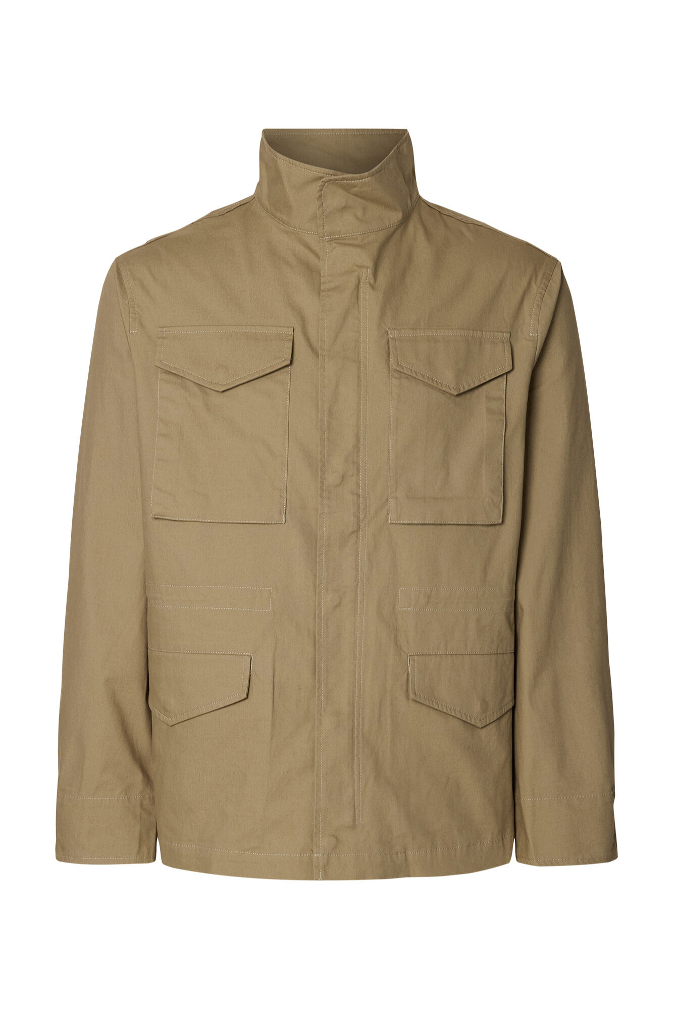 Selected Parka de homem fecho-&eacute;clair Castanho