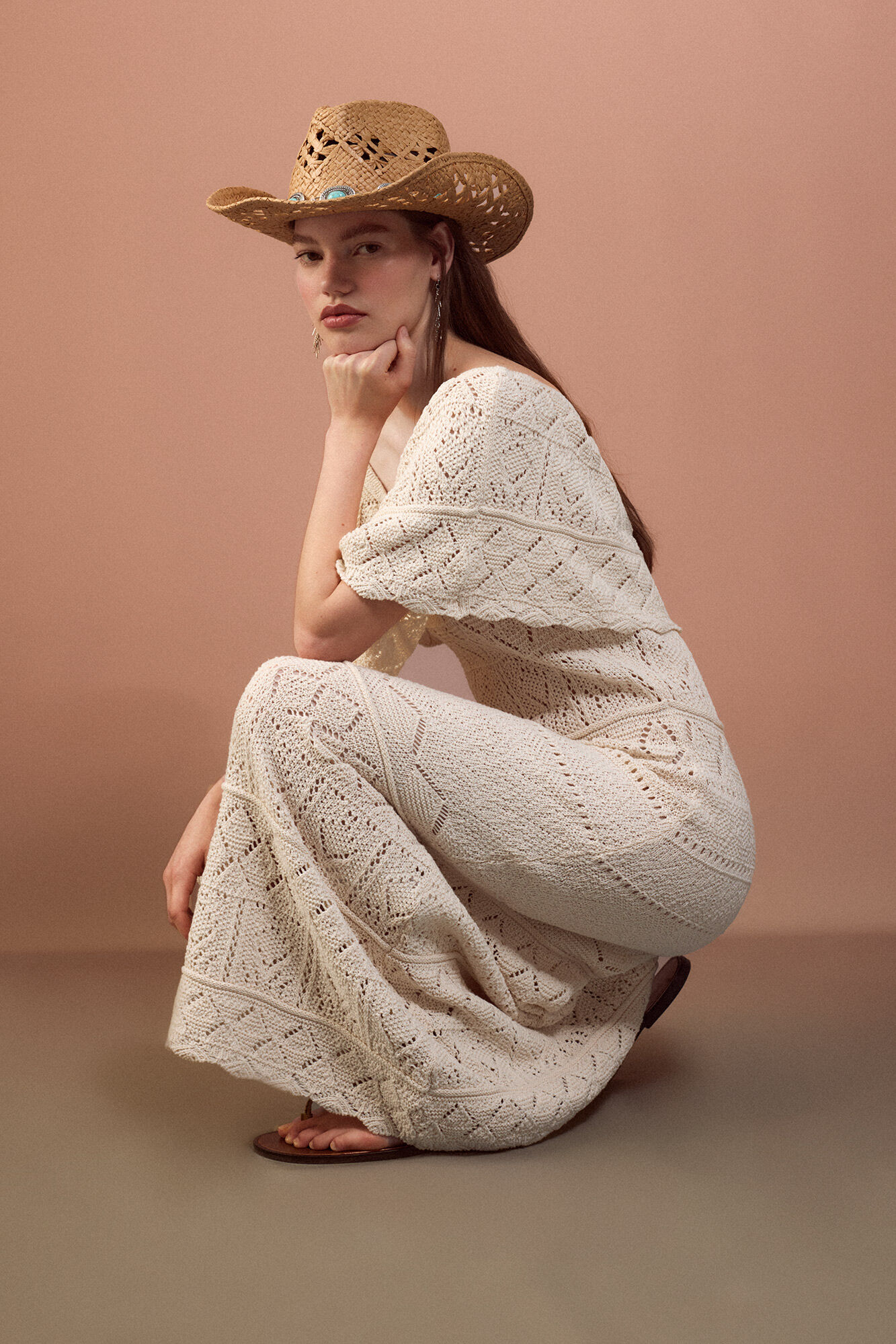 Slowlove Dress with eyelets and ruffle