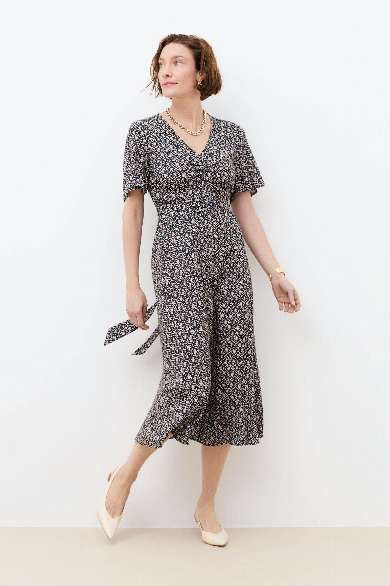 Caroll Vestido midi estampado Multicolorido