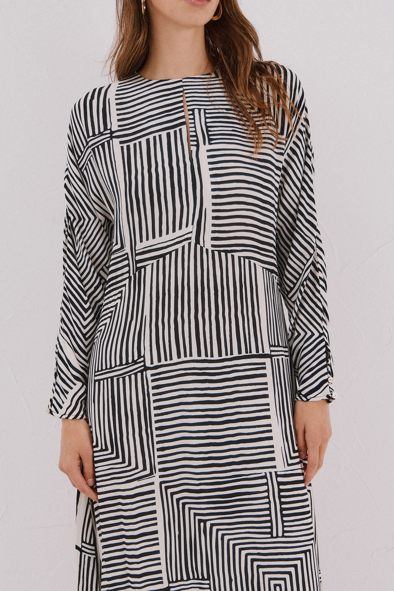 Cortefiel Printed midi dress Printed white