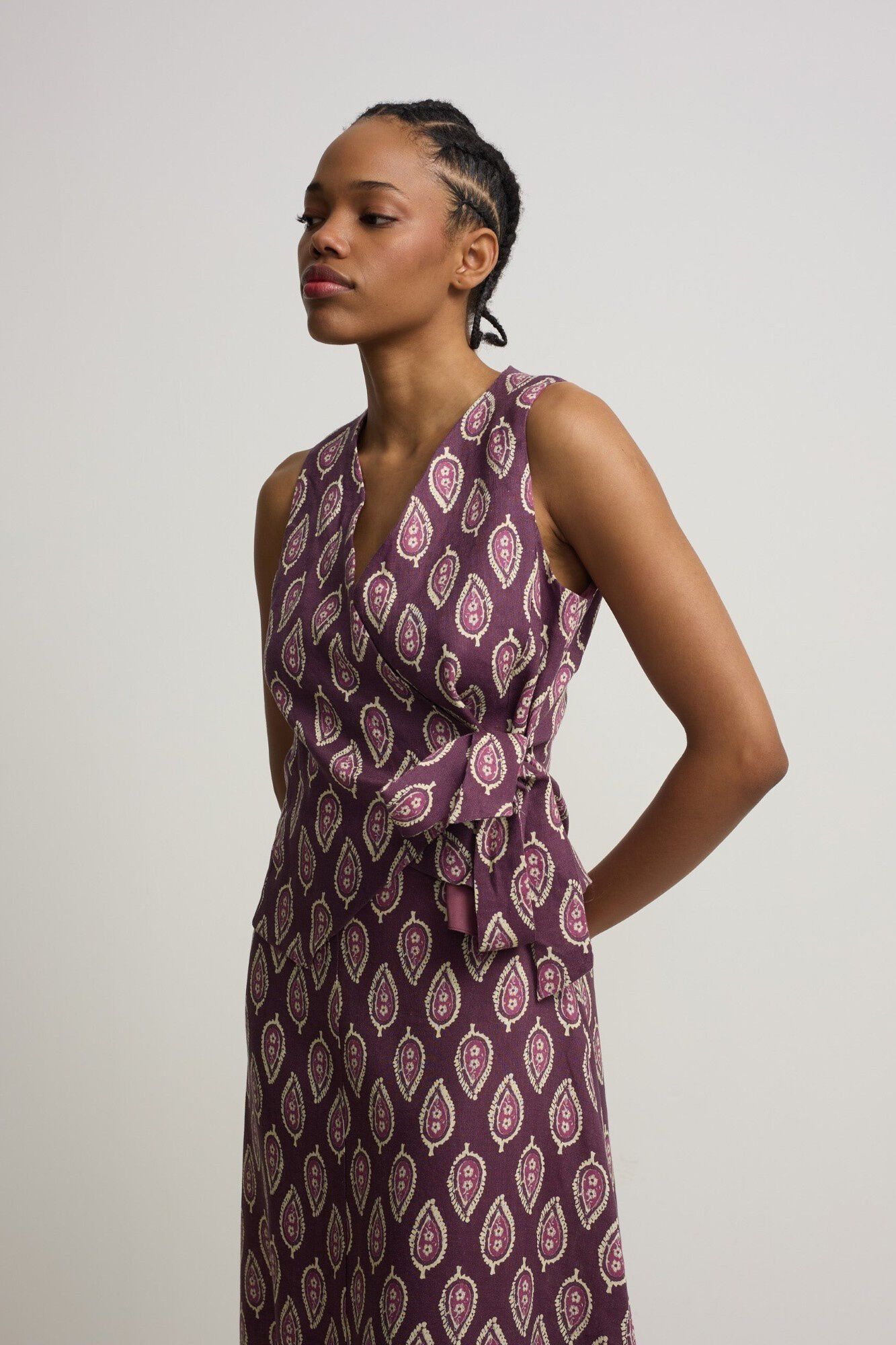 Silbon Print double-breasted tie gilet Printed red