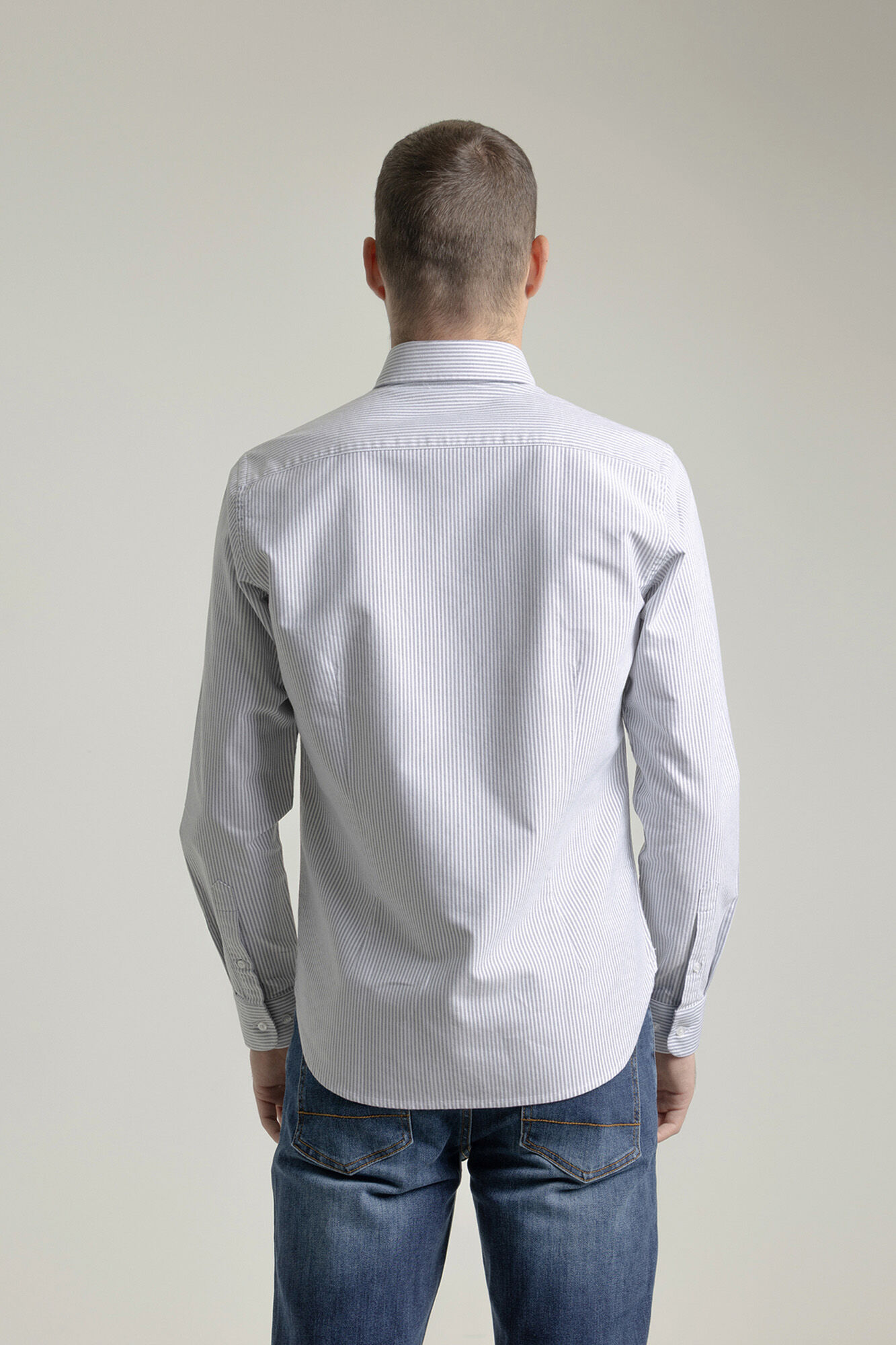 PuroEGO Slim cotton striped oxford shirt Blue