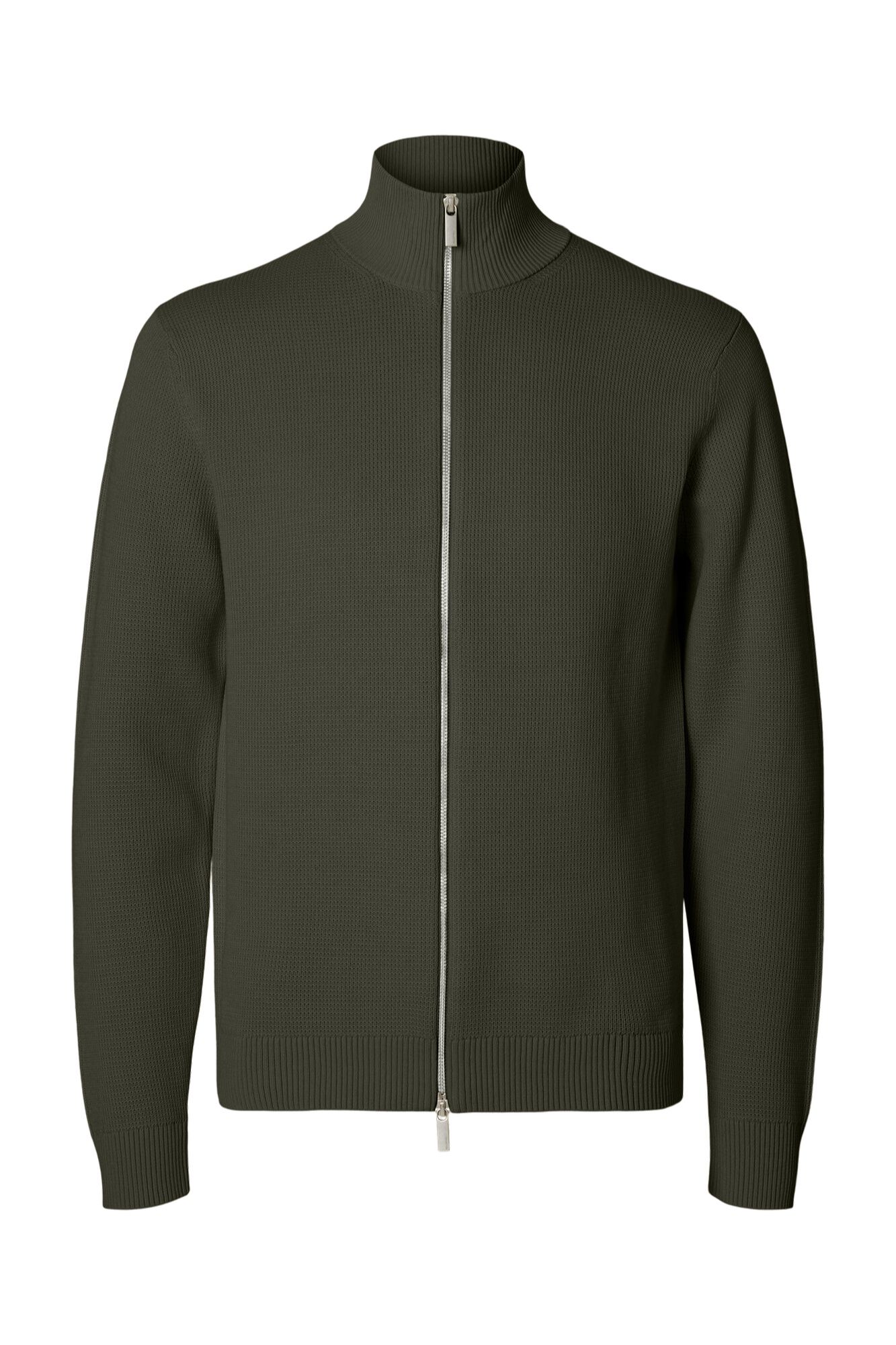 Selected 100% cotton cardigan Green