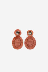 Cortefiel Long raffia earrings Red