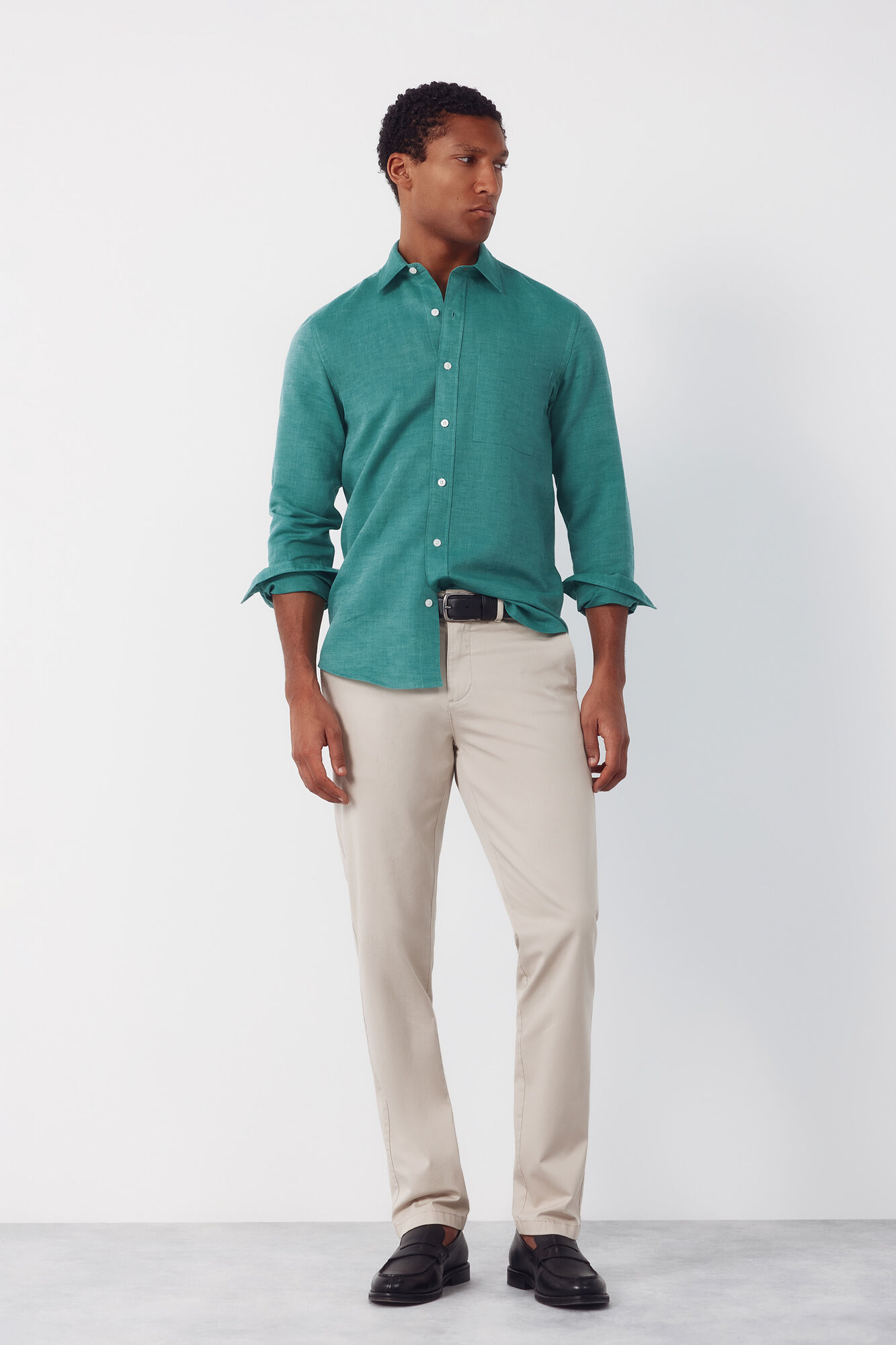 Cortefiel Plain linen cotton shirt