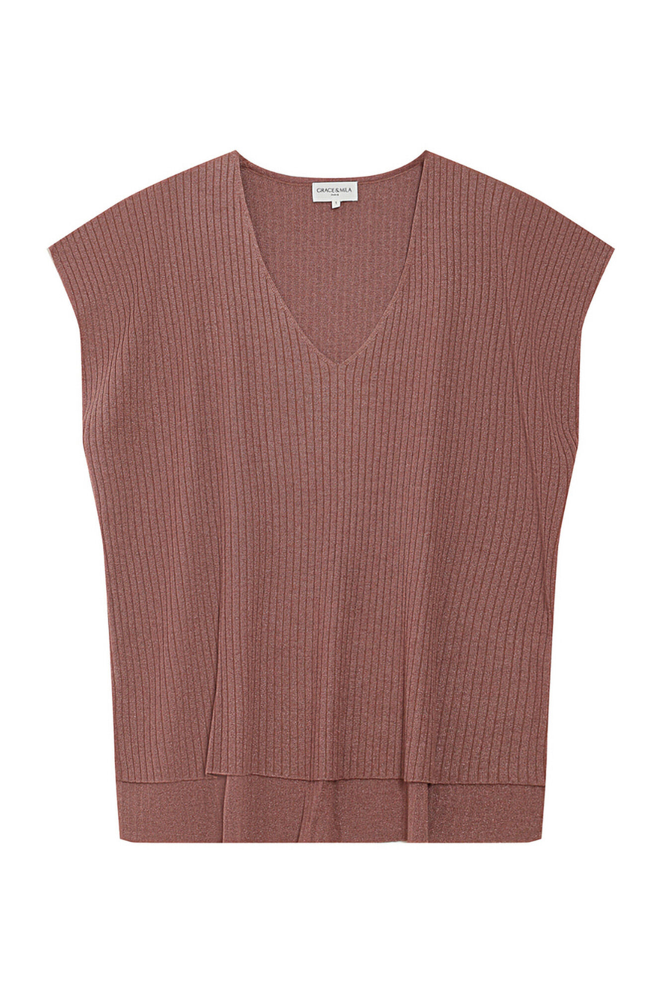 Grace & Mila Top de malha Lurex Castanho